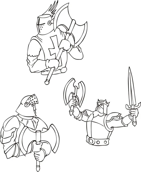 Ensemble de chevaliers avec pieux-axes — Image vectorielle