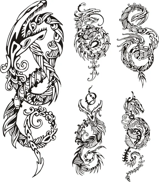 Стилізовані татуювання вузла дракона Векторна Графіка