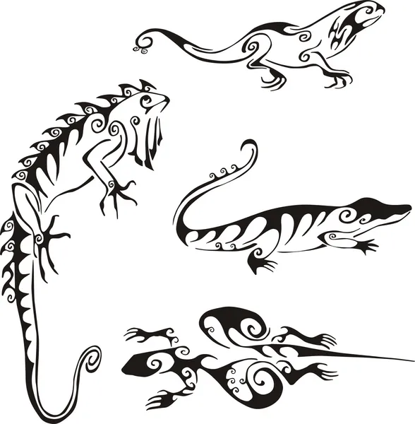 Lizards in tribal style — Stock Vector