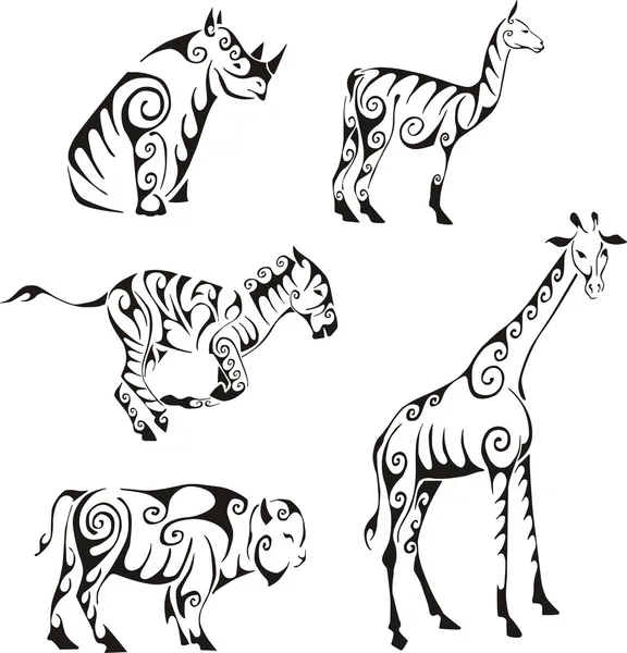 Zvířata kopytníků v tribal stylu — Stockový vektor