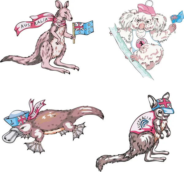 Marsupiaux australiens animaux — Image vectorielle