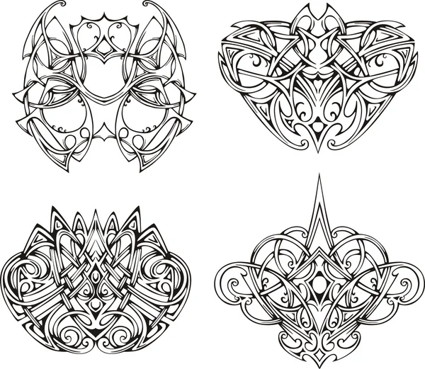 Symmetrical knot tattoo designs — Stock Vector