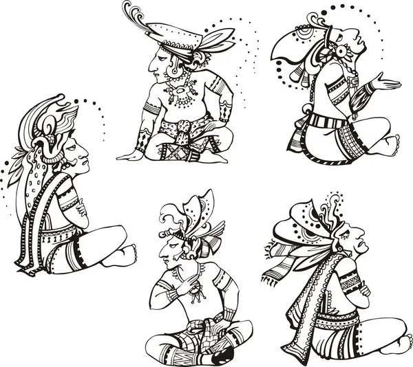 Personajes mayas — Vector de stock