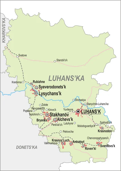 El mapa de Luhansk Oblast — Vector de stock