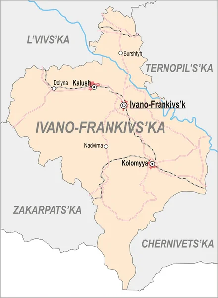 Χάρτη της περιφέρειας ivano-Φρανκίβσκ — 图库矢量图片