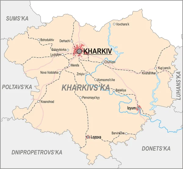 Map of Kharkiv Oblast — Stock Vector
