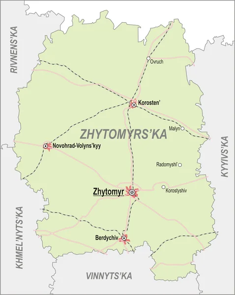 Mapa online de Zhytomir Oblast — Archivo Imágenes Vectoriales