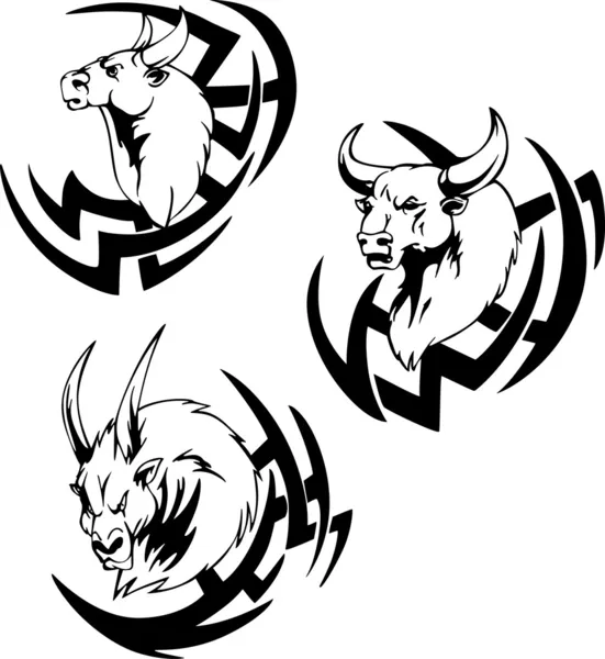 Bull head tattoo — Stock Vector