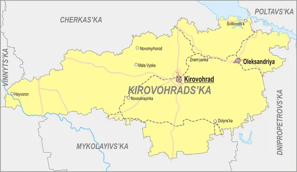 Kirovohrad 주 지도 — 스톡 벡터