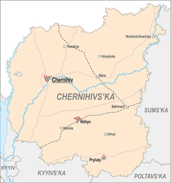 O mapa de Oblast de Chernihiv —  Vetores de Stock