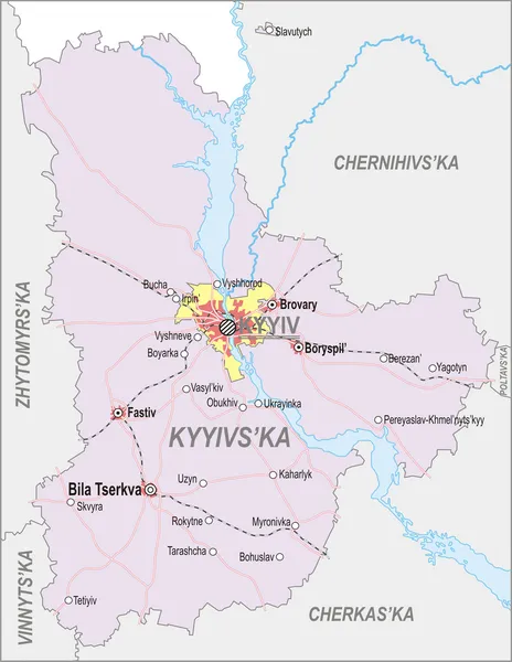 Карта Київської області та м. Київ — стоковий вектор