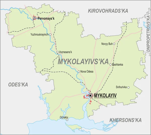 Mapa Obwód mikołajowski — Stok Vektör