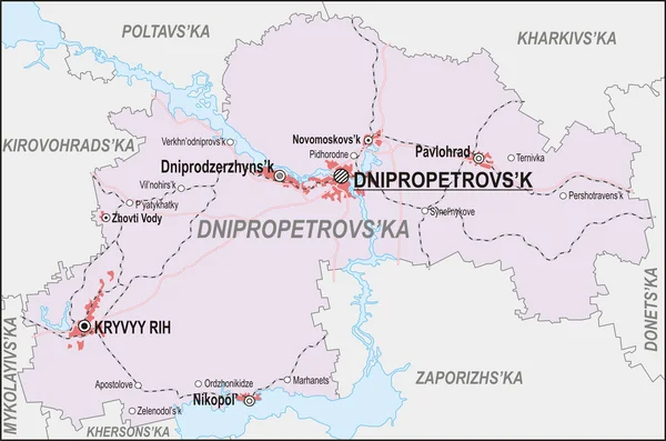 Mapa Dněpropetrovské oblasti — Stockový vektor