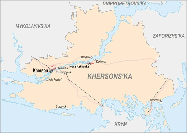 El mapa de Kherson Oblast — Archivo Imágenes Vectoriales