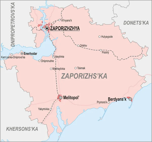 La mappa di Oblast di Zaporizhia — Vettoriale Stock