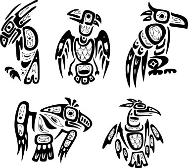 Native indian shoshone tribal drawings. Eagles clipart