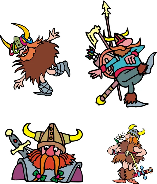 Guerriers vikings comiques — Image vectorielle