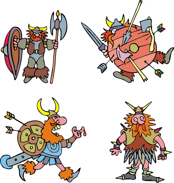 Guerreros vikingos cómicos — Archivo Imágenes Vectoriales