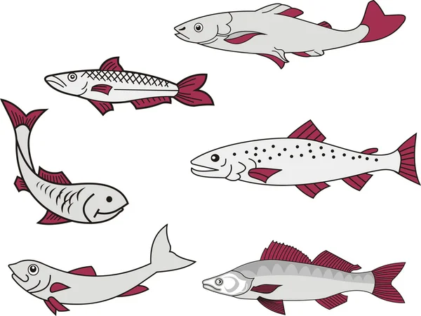 Peces diversos — Vector de stock