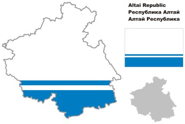 Altay Cumhuriyeti oblast bayrak ile anahat Haritası