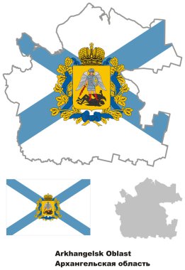 Arhangelsk oblast bayrak ile anahat Haritası