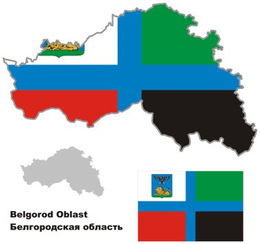 belgorod Oblastı bayrak ile anahat Haritası
