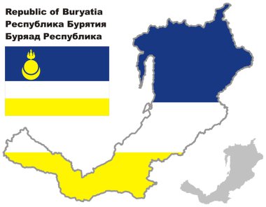 buryatia bayrağı ile anahat Haritası