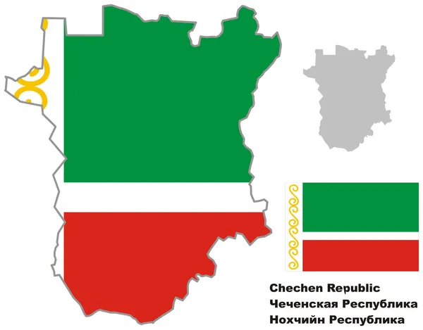 Mapa esquemático de Chechenia con bandera — Vector de stock