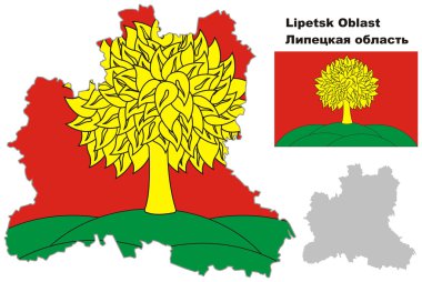 lipetsk Oblastı bayrak ile anahat Haritası
