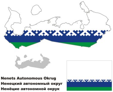 konturkarta över nenetsia med flagganenetsia bayrağı ile anahat Haritası