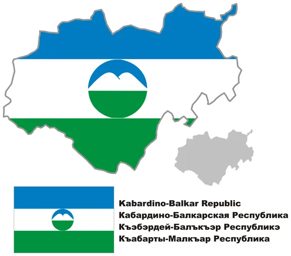 Esboço mapa de Kabardino-Balkaria com bandeira —  Vetores de Stock