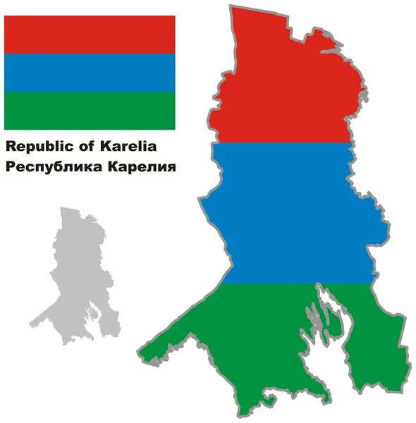 Mapa przeglądowa Karelii z flagą — Wektor stockowy