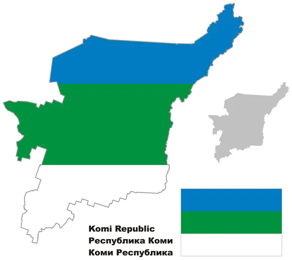 Mapa esquemático de Komi con bandera — Vector de stock