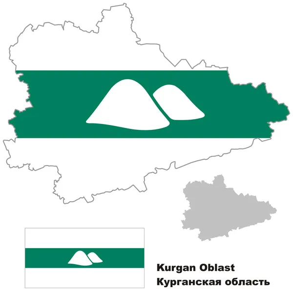 Carte générale de l'oblast de Kurgan avec drapeau — Image vectorielle