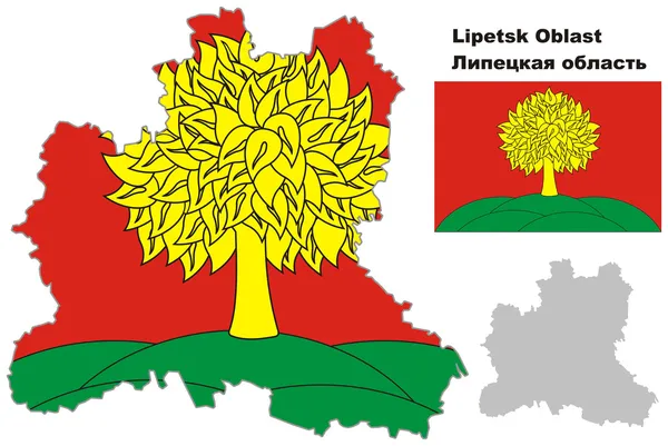 Esboço mapa de Oblast de Lipetsk com bandeira —  Vetores de Stock