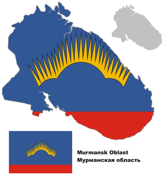 murmansk Oblastı bayrak ile anahat Haritası