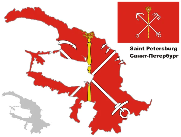 Mapa przeglądowa Sankt Petersburga z flagą — Wektor stockowy