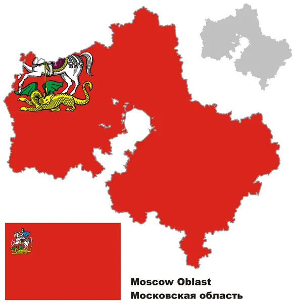 Контур карта Московської області з прапором Векторна Графіка