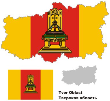 tver Oblastı bayrak ile anahat Haritası
