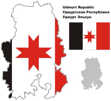 Udmurtya bayrak ile anahat Haritası