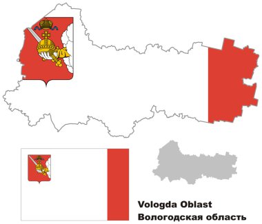 vologda Oblastı bayrak ile anahat Haritası