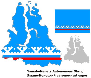 Nenetsçe Özerk Okrugu bayrak ile anahat Haritası