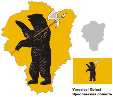 outline map of Yaroslavl Oblast with flag clipart