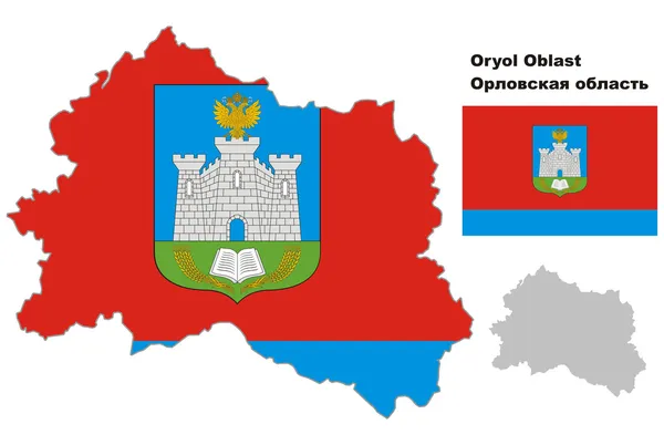 Umrisskarte des Oryol-Gebiets mit Flagge — Stockvektor