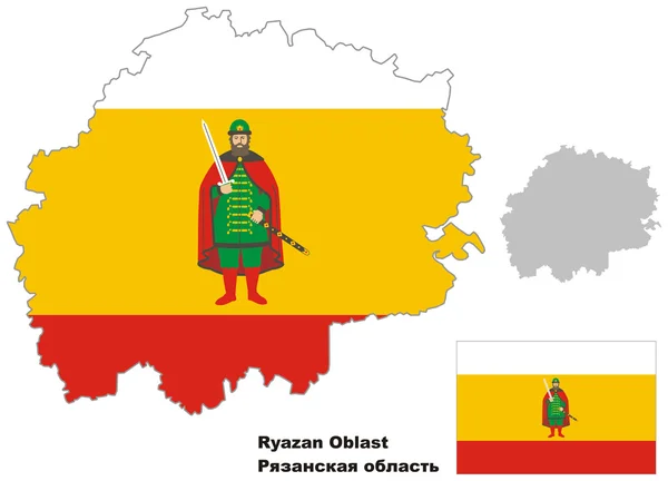 Outline map of Ryazan Oblast with flag — Stock Vector