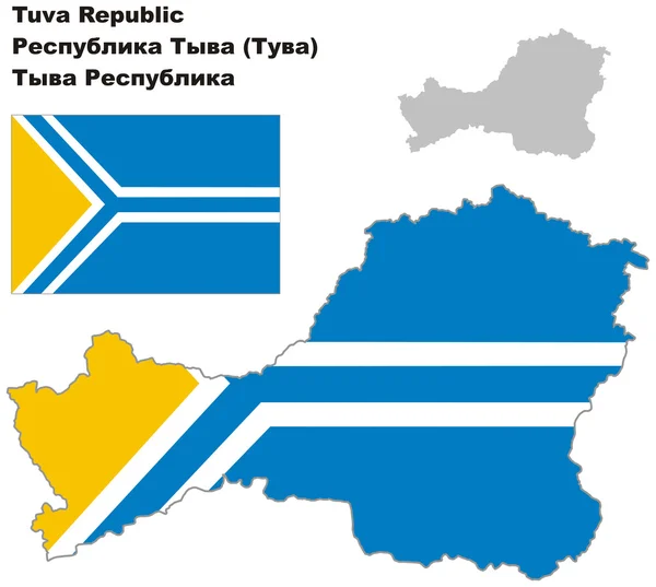 Mapa esquemático de Tuva con bandera — Vector de stock