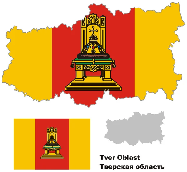 Esboço mapa de Oblast de Tver com bandeira —  Vetores de Stock