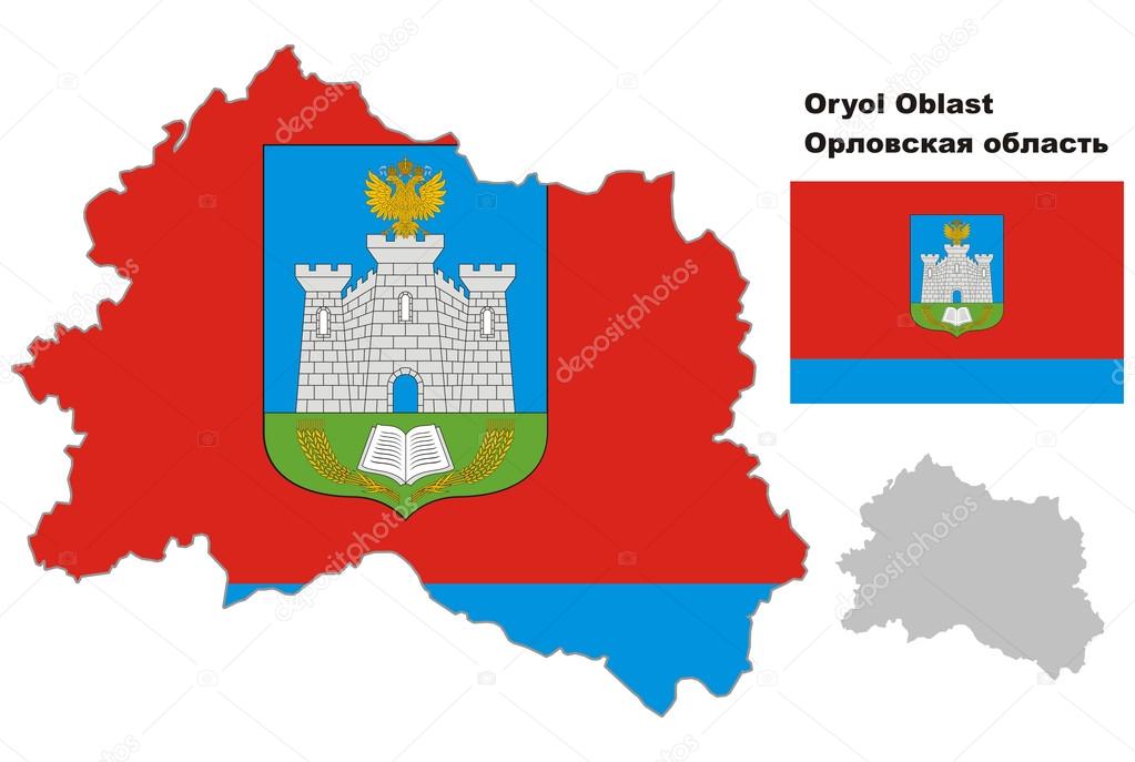outline map of Oryol Oblast with flag