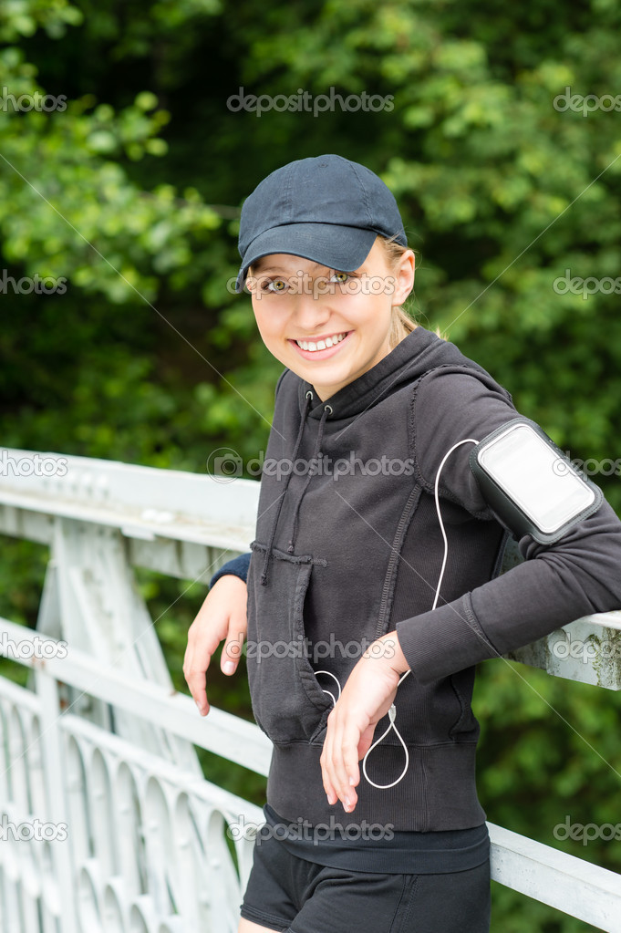 Young woman happy resting after workout sport