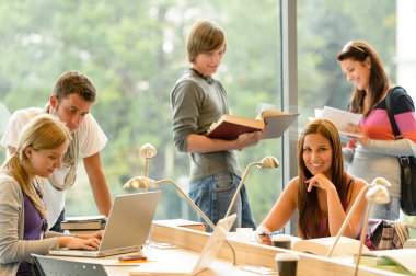 High-school students learning in study teens young clipart
